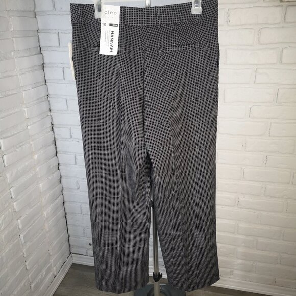 NWT Cleo Petites Ladies Size 10P Black & White Checkered Hannah Wide Leg Pants - Picture 2 of 13